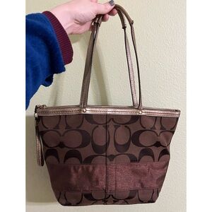 Coach Brown Canvas Tote Bag!